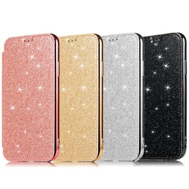 SKALO iPhone 11 Pro Max Lompakkokotelo TPU Ultra Ohut Glitter - Musta