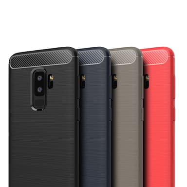 SKALO Samsung S9 Plus Armor Carbon Iskunkestävä TPU suojakuori - Punainen