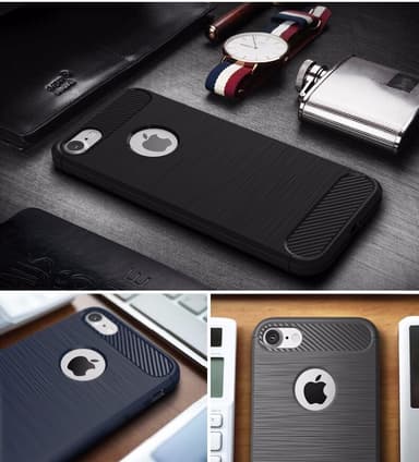 SKALO iPhone 7/8 Armor Carbon Iskunkestävä TPU suojakuori - Punainen