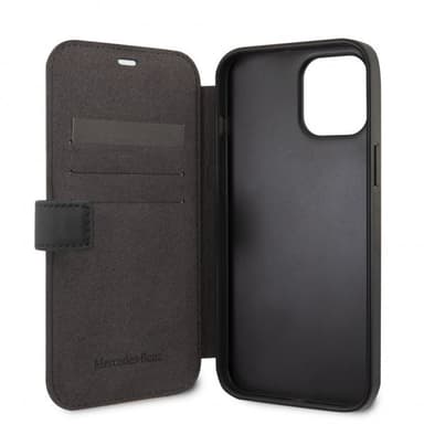 Mercedes Benz iPhone 12/iPhone 12 Pro Kotelo Logo Perforoitu Musta