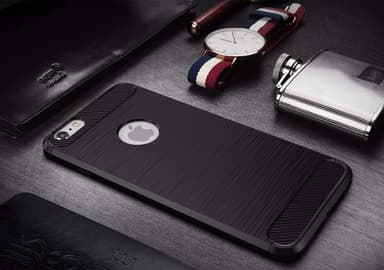 SKALO iPhone 6/6S Armor Carbon Iskunkestävä TPU suojakuori - Harmaa