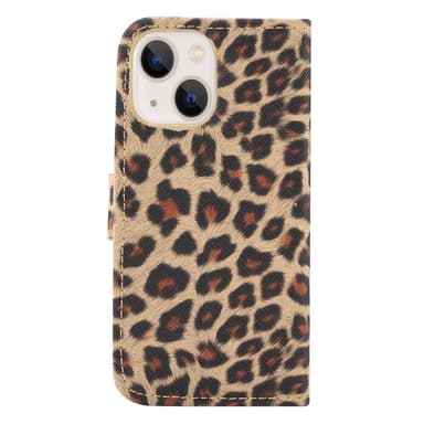 SKALO iPhone 13 Mini Leopardikuvioinen lompakkokotelo PU-nahasta.