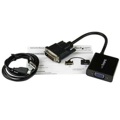 StarTech.com DVI2VGAE, 0,19 m, 1920 x 1080 pikseliä, 720p,1080p, Musta, Aktiivinen videomuunnin, CE