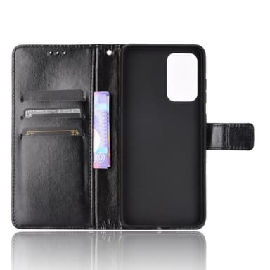 SKALO Samsung A52/A52s Crazy Horse lompakko PU nahka - Musta