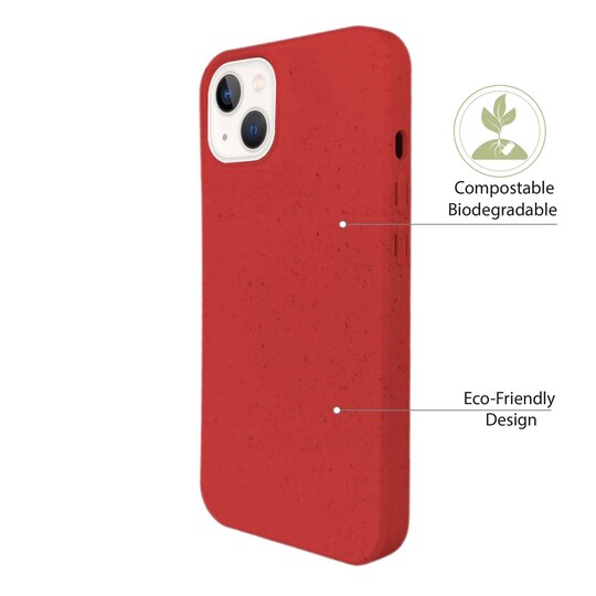 Ympäristöystävällinen Aitoa nahkaa iPhone 13 Kotelo - Red