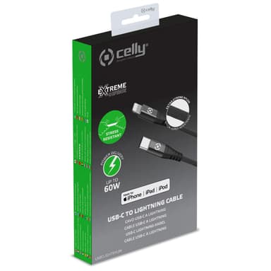USB-C-Lightning-kaapeli Nylon USB-PD 60W 1m