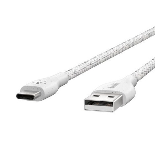 DuraTek Plus USB-CUSB-A-kaapeli hihnalla, 1M, valkoinen