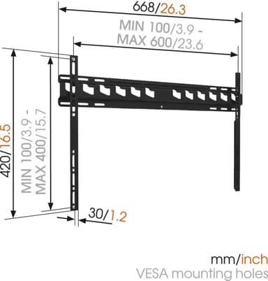 Vogels Seinäteline, MA4000-A1, Kiinteä, 40-80 ", Maksimipaino (kapasiteetti) 80 kg, VESA 100/400-100/600 mm, Musta