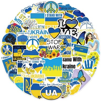 Ukraina tarroja eri aiheilla vedenpitävä 50 kpl