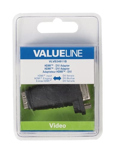 Valueline High Speed HDMI Ethernet Sovitin HDMI Naaras - DVI-D 24 + 1-Pin Naaras Musta