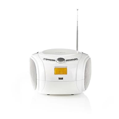 Nedis CD-Radiosoitin | Paristokäyttöinen / Verkkovirtakäyttöinen | Stereo | 9 W | Bluetooth® | FM | USB-toisto | Kantokahva | Valkoinen