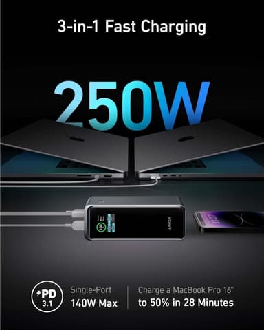 Anker Prime 250W varavirtalähde, 27650 mAh