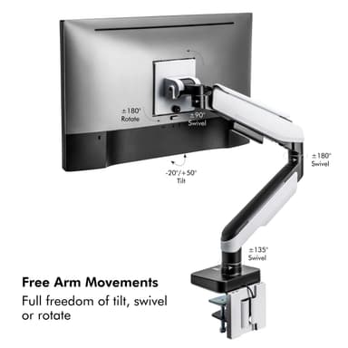 LogiLink Gaming-monitorarm 17-32 med belysning  Svart/Vit