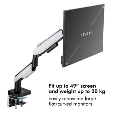 LogiLink Gaming-monitorarm 17-32 med belysning  Svart/Vit
