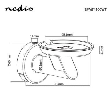 Nedis Kaiutinteline | Sopii käytettäväksi: Google Home® | Seinä | 2 kg | Kiinteä | Metalli / Teräs | Valkoinen