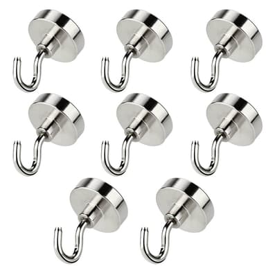 Magneettikoukku 8 kpl Hopea