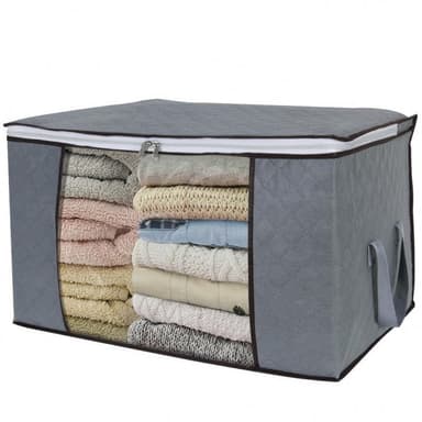 Säilytyspussi lakanoita, peittoja, vaatteita varten harmaa 60x43x35 cm 1-pakkaus
