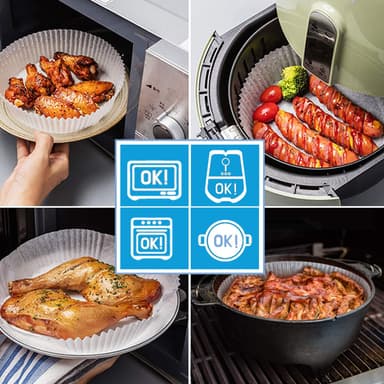 Kertakäyttöinen Air Fryerin tarttumaton paperivuoka 50 kpl Valkoinen 20 cm