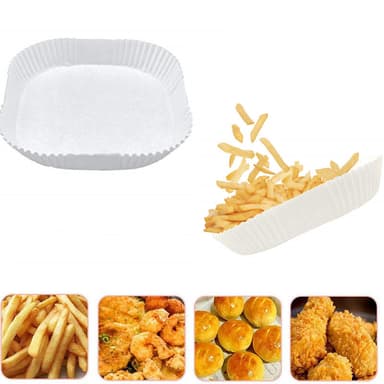 Kertakäyttöinen Air Fryerin tarttumaton paperivuoka 50 kpl Valkoinen 20 cm