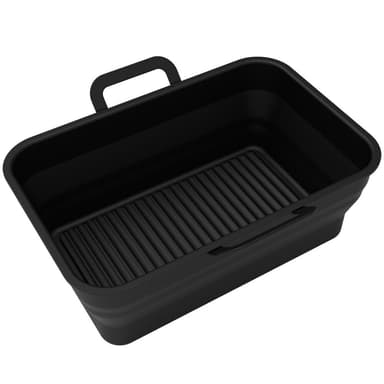 Kokoontaittuva nelikulmainen Air Fryer silikonikulho 2 kpl Musta