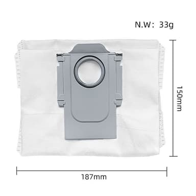 2-pack pölypussit Roborock G10S, G10S Pro, T8, Q7 – yhteensopivat vaihtopussit robottipölynimureille Valkoinen
