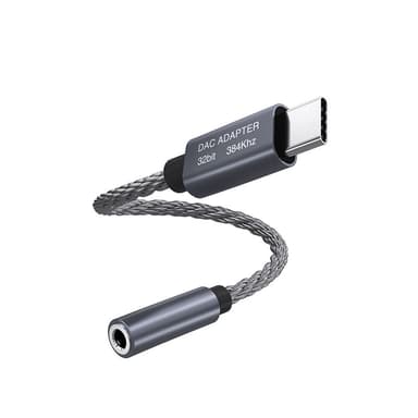 32 bit / 384 kHz USB-C - 3,5 mm äänisovitinkaapeli DAC-sovitin Harmaa