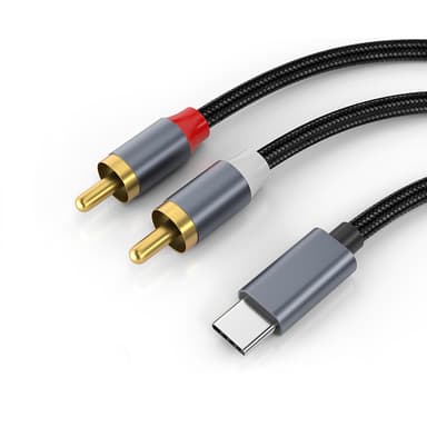 USB-C - 2x RCA-stereoäänikaapeli Harmaa