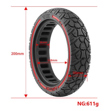 Puhkeamaton rengas Xiaomi M365 8.5x2.0 (230x50) musta/punainen