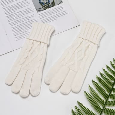 Talvikäsineet, joissa sormenpäällinen kosketusnäyttö design puhdasta villaa Valkoinen
