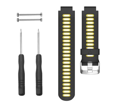 Silikoninen kelloranneke Garmin Forerunner235/220/230/620/630/735 työkaluilla Musta + keltainen