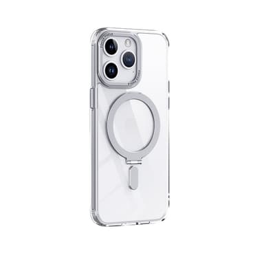 MagSafe-yhteensopiva magneettinen puhelinkotelo näkymättömällä jalustalla Hopea  iPhone 15 Pro