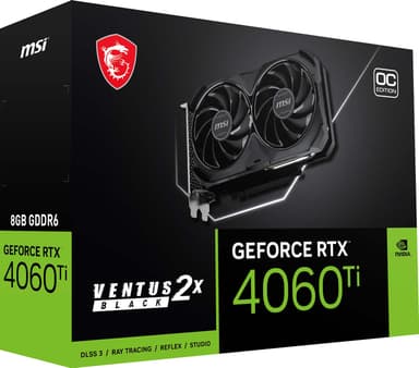 MSI GeForce RTX™  4060 Ti VENTUS 2X BLACK 8G E1 OC näytönohjain