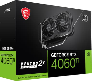 MSI GeForce RTX 4060 Ti Ventus 2X Black OC 16 GB näytönohjain