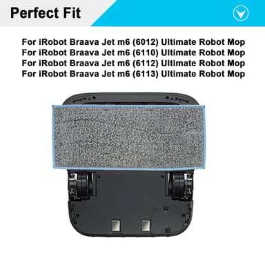 8-pack iRobot Braava Jet m6/6012/6110/6112 pestävät ja uudelleen käytettävät märkämoppityynyt Harmaa