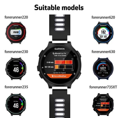 Garmin Forerunner 220/230/235/620 / 630 / 735XT ranneke - musta / harmaa
