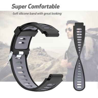 Garmin Forerunner 220/230/235/620 / 630 / 735XT ranneke - musta / harmaa