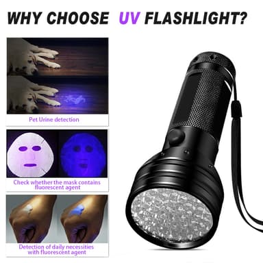 UV-taskulamppu 51 LED-valolla 395 nm vedenpitävä