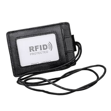 RFID-korttipidike kaulahihnalla ja ID-tunnisteella