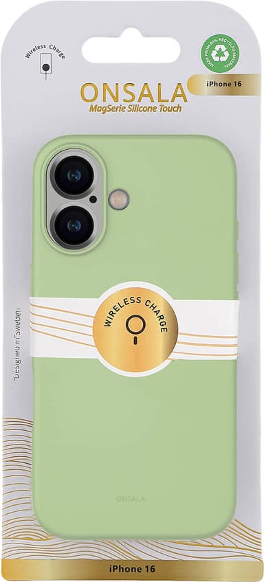 Onsala iPhone 16 silikoninen suojakuori (lime)