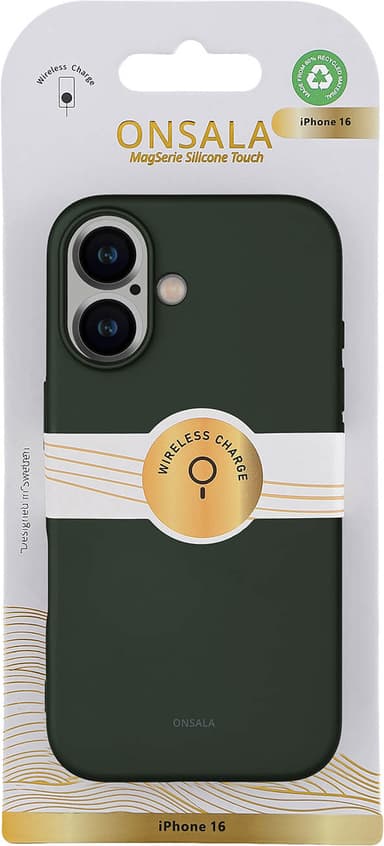 Onsala iPhone 16 silikoninen suojakuori (oliivinvihreä)