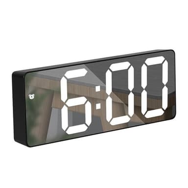 LED Herätyskello valkoisilla numeroilla - Musta