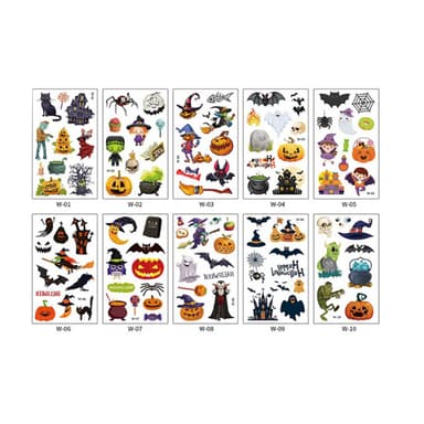 Väliaikaiset Halloween-tatuoinnit 10 arkkia Monivärinen