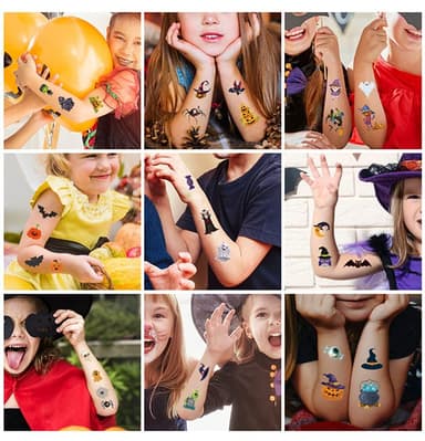 Väliaikaiset Halloween-tatuoinnit 10 arkkia Monivärinen