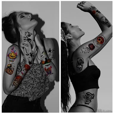 Väliaikaiset Halloween-tatuoinnit 10 arkkia Monivärinen