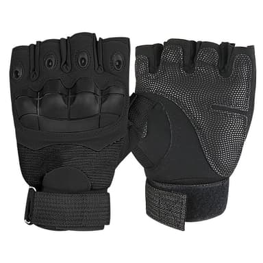 Half-Finger Outdoor Tactical Soft Shell -hanskat Musta L