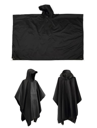 Monitoiminen sadeponcho / vedenpitävä pressu / matto Musta