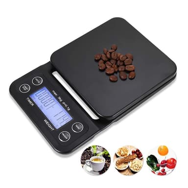 Digitaalinen keittiövaaka / kahvivaaka 3kg/0.1g Musta Musta