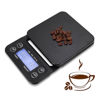 Digitaalinen keittiövaaka / kahvivaaka 3kg/0.1g Musta Musta