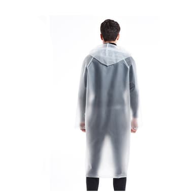 Uudelleenkäytettävä sadetakki / sadeponcho, jossa huppu ja tilaa repulle XL