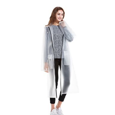 Uudelleenkäytettävä sadetakki / sadeponcho, jossa huppu ja tilaa repulle XL